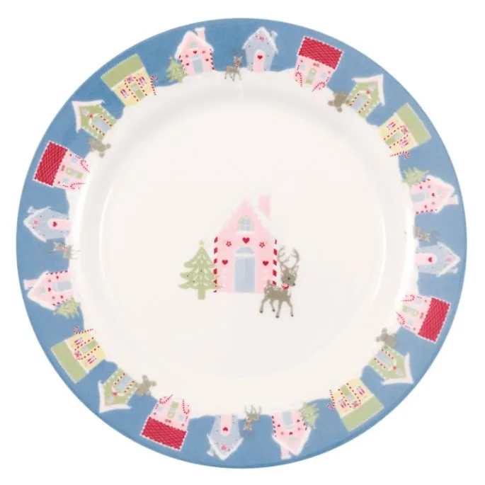 Pack con molde, plato, paño y servilleta - Laura Home Christmas Dusty Blue - Greengate