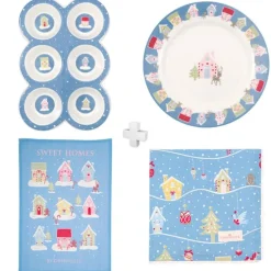 Pack con molde, plato, paño y servilleta - Laura Home Christmas Dusty Blue - Greengate