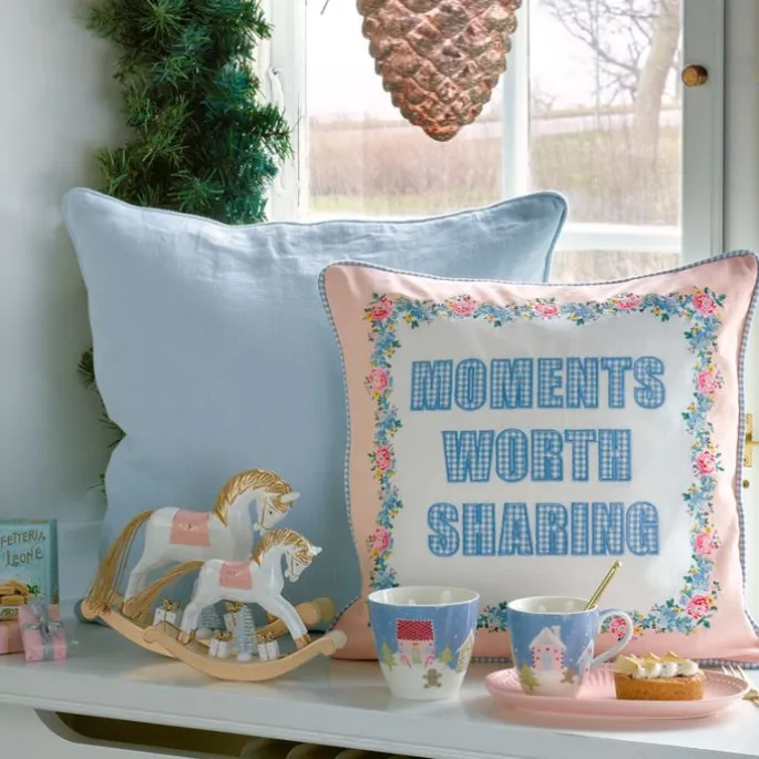 Pack con molde, plato, paño y servilleta - Laura Home Christmas Dusty Blue - Greengate