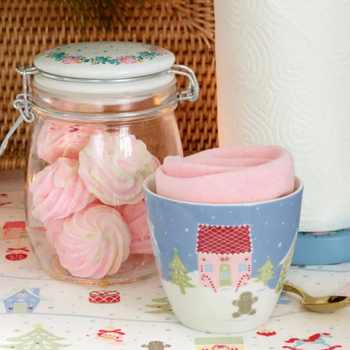 Pack con molde, plato, paño y servilleta - Laura Home Christmas Dusty Blue - Greengate