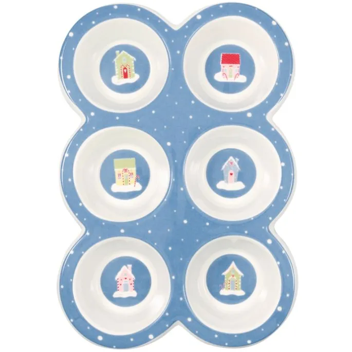 Pack con molde, plato, paño y servilleta - Laura Home Christmas Dusty Blue - Greengate