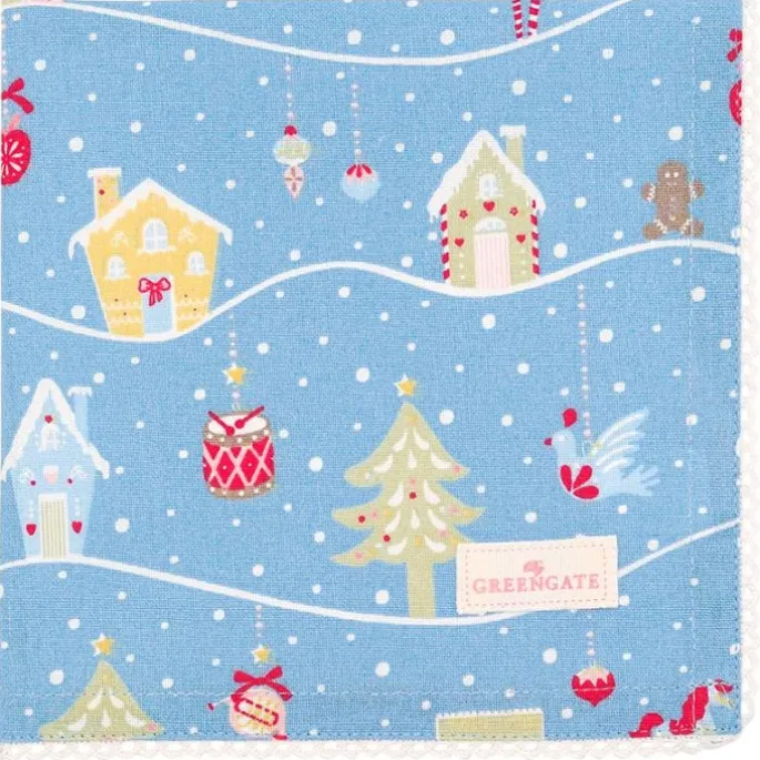 Pack con molde, plato, paño y servilleta - Laura Home Christmas Dusty Blue - Greengate