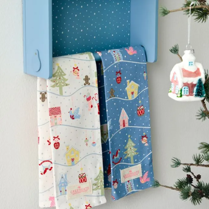 Pack con molde, plato, paño y servilleta - Laura Home Christmas Dusty Blue - Greengate