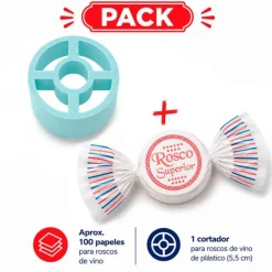 Pack cortador y 100 papeles para roscos de vino