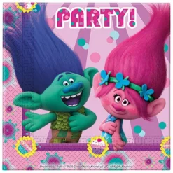 Pack de fiesta: 8 platos, 20 servilletas y 1 vela - Trolls
