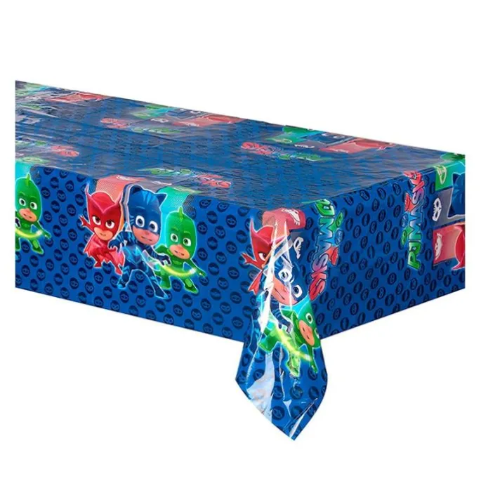 Pack de fiesta: 8 platos, 8 vasos, 25 cápsulas, 1 guirnalda y 1 mantel - PJ Masks
