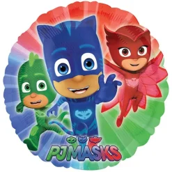 Pack de fiesta: 8 platos, 8 vasos, 25 cápsulas, 1 guirnalda y 1 globo - PJ Masks
