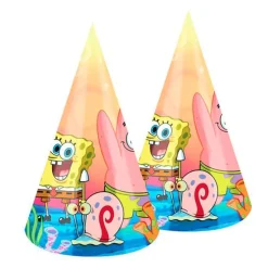 Pack de fiesta: 8 platos, 8 vasos, 40 servilletas, 6 globos, 6 gorritos y 1 figurita - Bob Esponja
