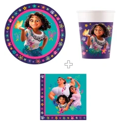 Pack de fiesta: 20 servilletas, 8 platos y 8 vasos - Encanto