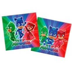 Pack de fiesta: 16 vasos, 20 servilletas, 50 cápsulas y 2 guirnaldas - PJ Masks