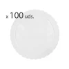 Pack 100 Platos redondos ondulados blancos 20 cm