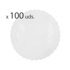 Pack 100 Platos redondos ondulados blancos 20 cm