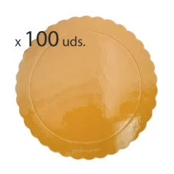 Pack 100 Platos redondos ondulados dorados 25 cm