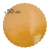 Pack 50 Platos redondos ondulados dorados 30 cm