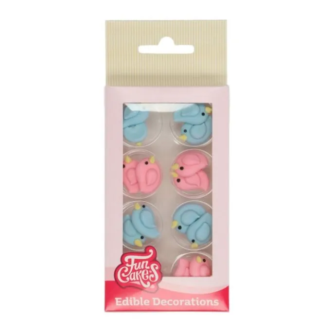 Pajaritos azules y rosas de azúcar (16) - Sin gluten - Funcakes