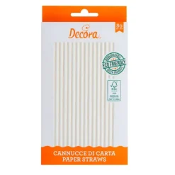 Pajitas de papel blancas (80) - Decora