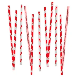 Pajitas de papel blancas y rojas lunares y rayas (80) - Decora