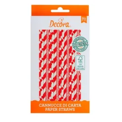 Pajitas de papel blancas y rojas lunares y rayas (80) - Decora