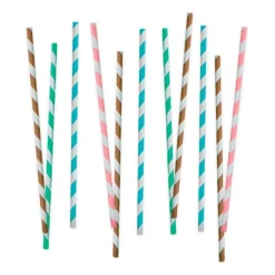 Pajitas de papel colores variados rayas (80) - Decora