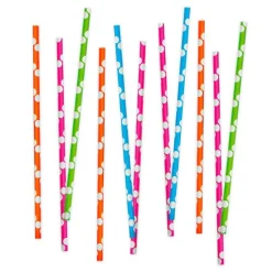 Pajitas de papel colores variados lunares (80) - Decora