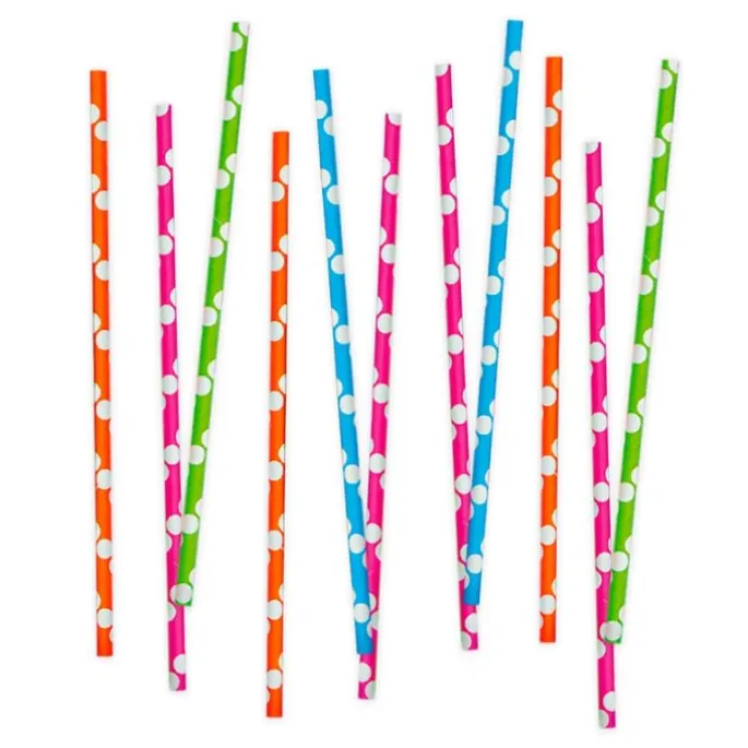 Pajitas de papel colores variados lunares (80) - Decora