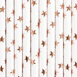 Pajitas de papel estrellas bronce metalizadas (10) - PartyDeco