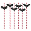 Pajitas de papel rayas rojas con murciélagos (6) - PartyDeco