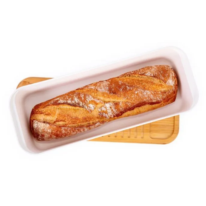 Panera baguette con tapa tabla de corte de madera - Ibili