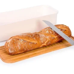 Panera baguette con tapa tabla de corte de madera - Ibili