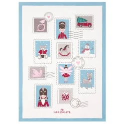Paño de algodón grande para cocina Xmas Letter White 70 x 50 cm - GreenGate