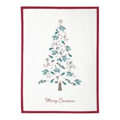 Paño de algodón grande para cocina Printed Lucie Xmas White 71 x 52 cm - GreenGate