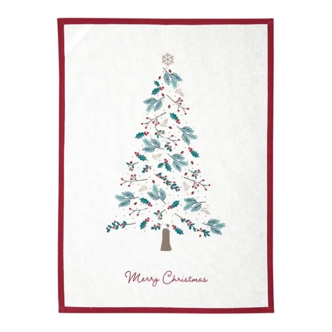 Paño de algodón grande para cocina Printed Lucie Xmas White 71 x 52 cm - GreenGate
