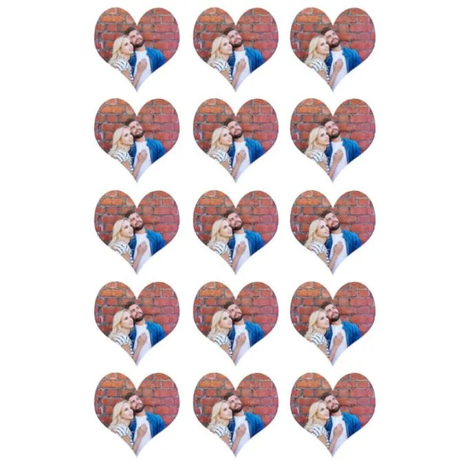 Papel de arroz fino - Corazones de 5 cm (15) - Impresión personalizada
