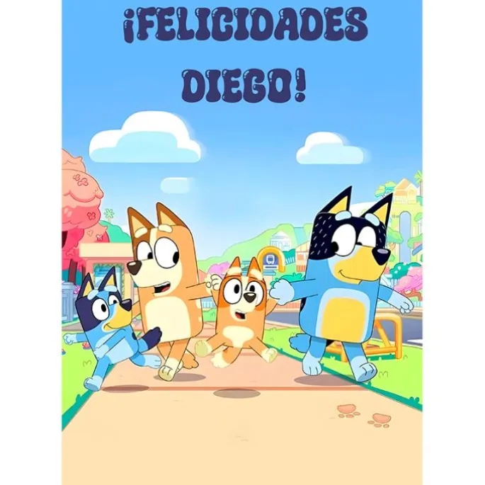 Papel de azúcar Bluey - Texto corto personalizado A4 - Impresión personalizada