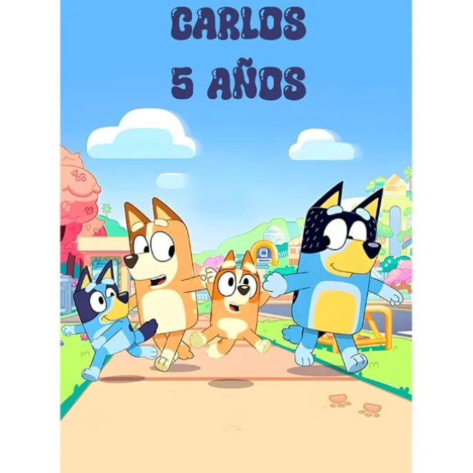 Papel de azúcar Bluey - Texto corto personalizado A4 - Impresión personalizada