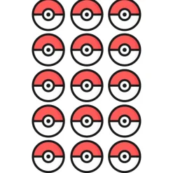 Papel de azúcar bola de Pokémon Poké Ball 5 cm (15) - María Lunarillos