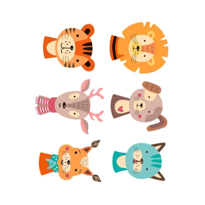 Papel de azúcar cabezas Animalitos Vintage mix - María Lunarillos