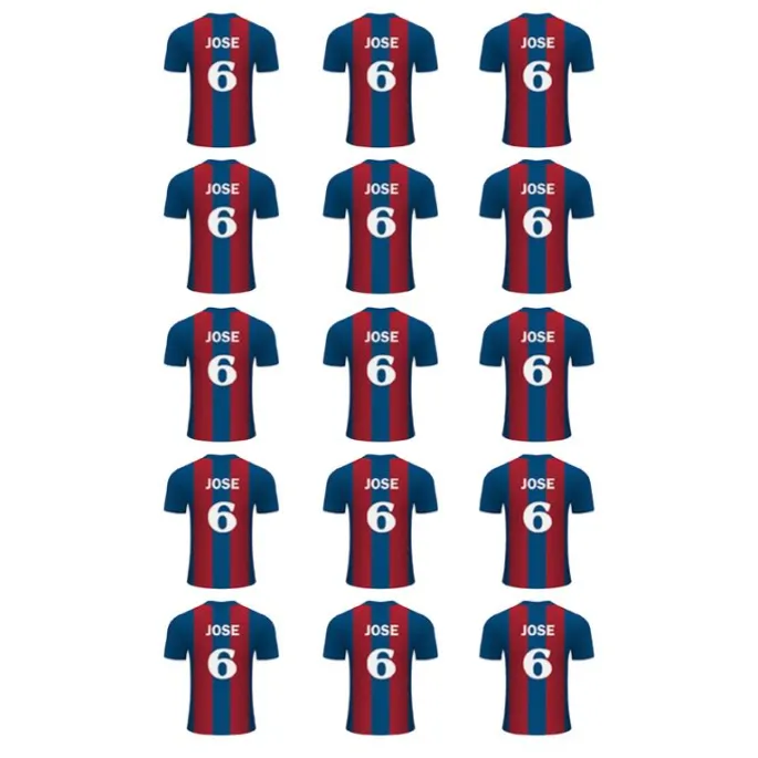 Papel de azúcar - Camiseta fútbol Barcelona nombre y número 5 cm (15) - Impresión personalizada