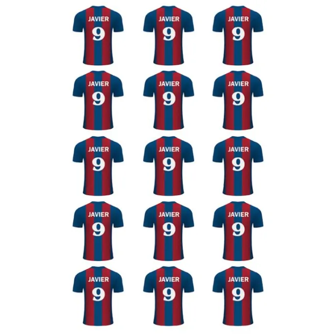 Papel de azúcar - Camiseta fútbol Barcelona nombre y número 5 cm (15) - Impresión personalizada