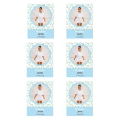 Papel de azúcar con foto, nombre y fecha personalizada - Mi Bautizo azul 6 x 8 cm (6)
