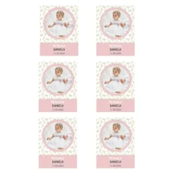 Papel de azúcar con foto, nombre y fecha personalizada - Mi Bautizo rosa 6 x 8 cm (6)