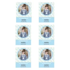 Papel de azúcar con foto, nombre y fecha personalizada - Mi primera Comunión azul 6 x 8 cm (6)