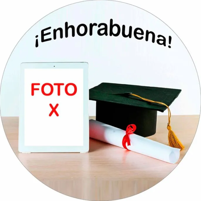 Papel de azúcar con foto personalizada círculo 20 cm - Mi Graduación