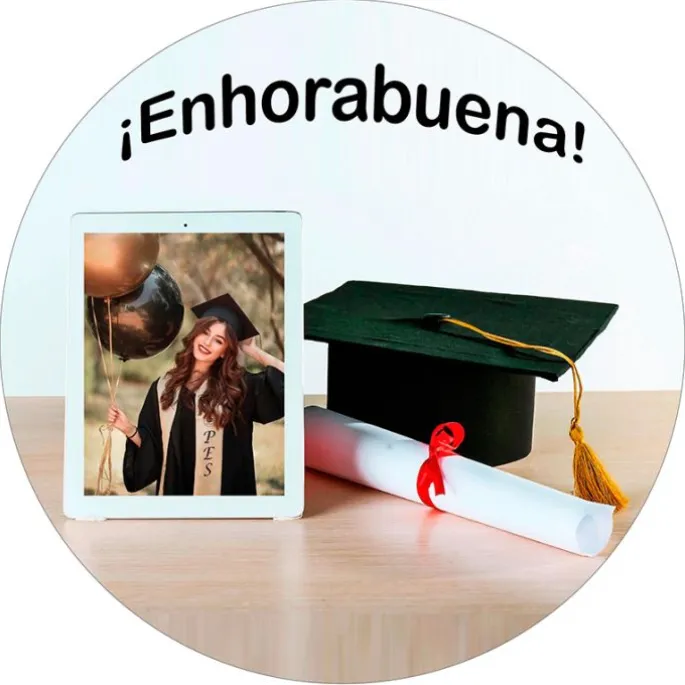 Papel de azúcar con foto personalizada círculo 20 cm - Mi Graduación