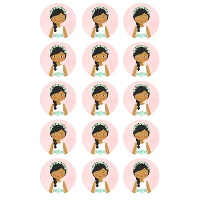 Papel de azúcar - Círculos de 5 cm (15) Carlota Comunión - Impresión personalizada