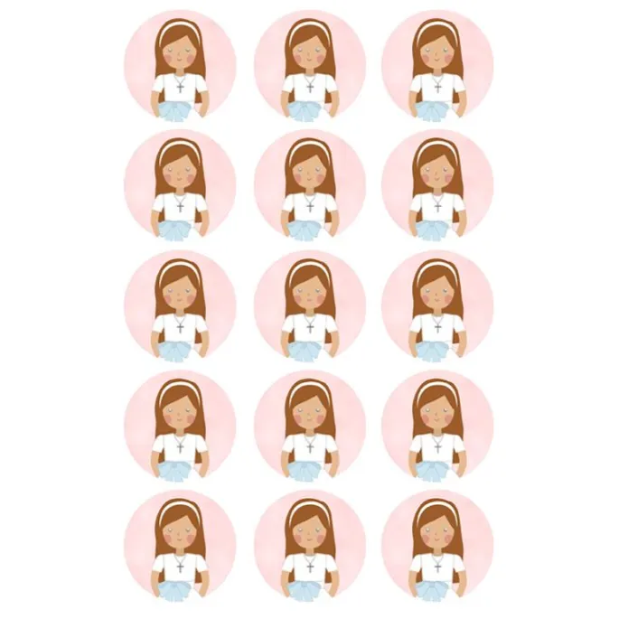 Papel de azúcar - Círculos de 5 cm (15) Paloma Comunión - Impresión comestible personalizada