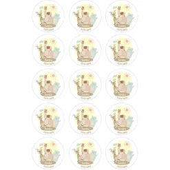Papel de azúcar - 15 círculos iguales de 5 cm Nombre y rótulo Animalitos - Impresión comestible personalizada