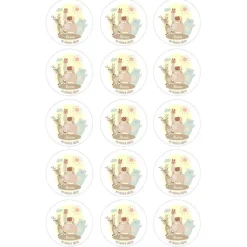 Papel de azúcar - 15 círculos iguales de 5 cm Nombre y rótulo Animalitos - Impresión comestible personalizada