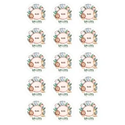 Papel de azúcar - 15 círculos iguales de 5 cm Nombre animalitos selva - Impresión comestible personalizada