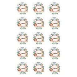 Papel de azúcar - 15 círculos iguales de 5 cm Nombre animalitos selva - Impresión comestible personalizada